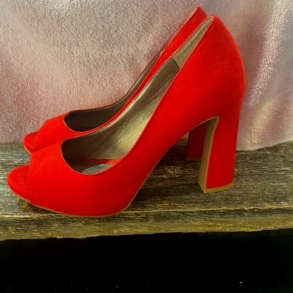 Red Open Toe High Heels Size 6 1/2 - Picture 1 of 15